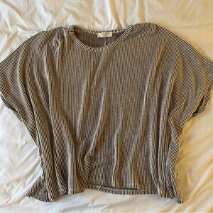Zenana Brown and White Striped Blouse